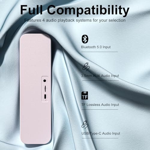 Computer Speaker for Desktop,Rechargeable PC Speaker,Small Computer Soundbar with Stereo & Bass,3.5mm Aux-in,Bluetooth,TF Port,Loud Volume for Web Conferences,Teacher,Music (Pink) - Thumbnail 3