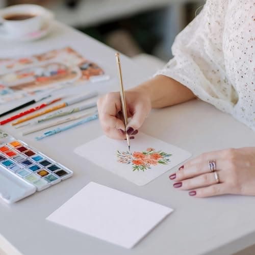 25 Sets Watercolor Paper, 4x6 Inch Watercolor Cards with Envelopes, 140lb/300gsm Water Color Paper, Art Supplies for Adults Kids, Cold Press Textured Cotton Sheets, Artist Painting Drawing Postcards - Thumbnail 2