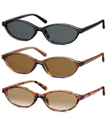 QALLY Retro Oval Womens Sunglasses Cat Eye Sunglasses for Women: Chic 90s Sunnies Lightweight Trendy UV protection Sun Glasses - Image 1