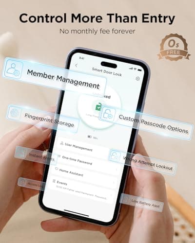TCL Wi-Fi Smart Lock D2, Keyless Entry WiFi Door Lock with Key Fob, Built-in Doorbell, Touchscreen Keypad, App Remote Control, Easy Installation, No Bridge Required, IP54 Waterproof (Dark Grey) - Thumbnail 6