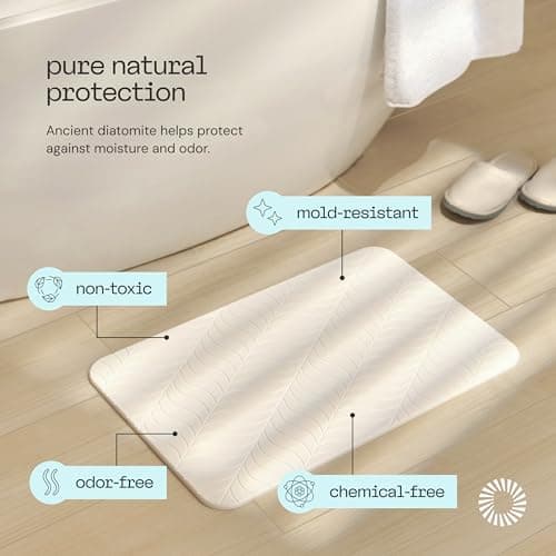 Deepstone Stone Bath Mat – Large Diatomaceous Earth Mat, Non-Slip Quick Dry and Super Absorbent Diatomite Mat for Bathroom and Shower, Easy to Clean Modern Bath Stone Mat, 24 x 16 in (White) - Thumbnail 4