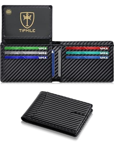 Tipmile Wallet for Men Slim RFID Blocking Credit Card Holder, Minimalist Men Wallets 12 Cards with 2 ID Windows & Cash Slot, Bifold Front Pocket Wallet Gifts for Men - Image 1