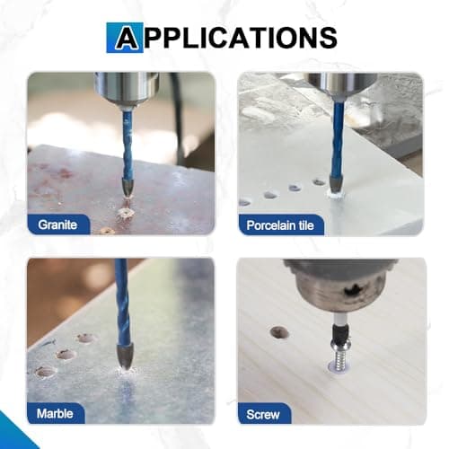 BRSCHNITT Masonry Drill Bit Set,with Phillips PH2 Magnetic Anti Slip Screwdriver Bit - 1/4" 5/16" 3/8" Dry Tile Drill Bit Set for Porcelain Tile Ceramic Stone Granite Marble (5pcs) - Thumbnail 4