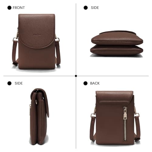 Kiss Sea Small Purses for Women Cell Phone Crossbody Bag with Adjustable Strap RFID Blocking Credit Card Slots Brown - Thumbnail 6
