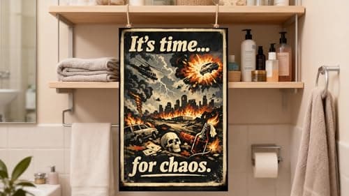 It's Time for Chaos Metal Tin Sign, 8x12 Inch Vintage Retro Art, Explosive Action Graphic, Funny Disaster Quote, Wall Decor for Man Cave, Garage, Office, Pre-drilled Holes for Easy Hanging - Thumbnail 2