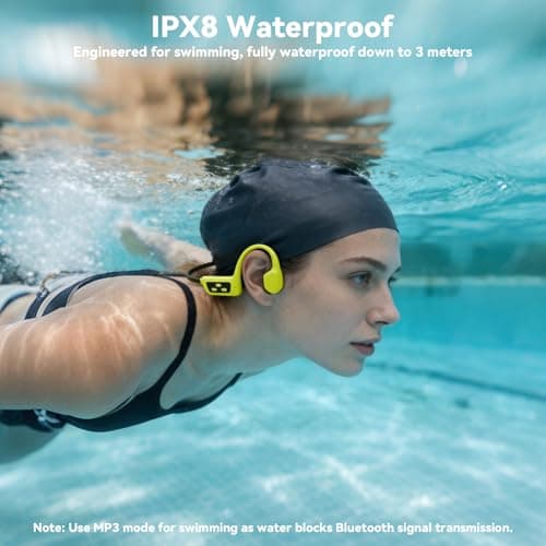 sunvito Bone Conduction Swimming Headphones, IPX8 Waterproof Open-Ear Sports Headphones with Built-in MP3 Player, Bluetooth 5.4 for Swimming, Running & Gym, Green - Thumbnail 2