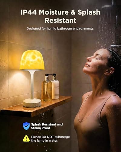 Beslike Waterproof Shower Lamp, Rechargeable Cordless Bathroom Light with Ocean Wave Projector, 16-Color Changing LED Mood Light with Touch & Remote Control for Bathtub, Spa and Bathroom Decor - Thumbnail 5