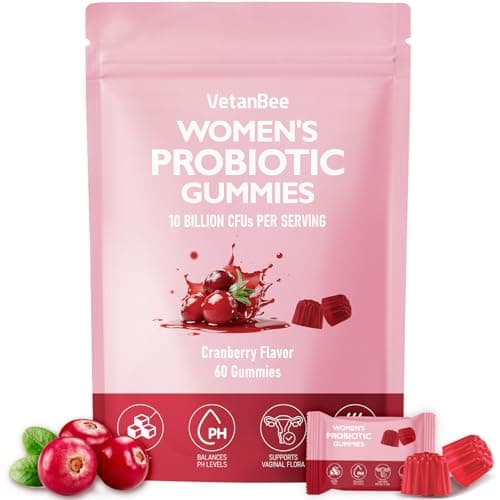 VetanBee Premium Feminine Balance Gummies for Women, Feminine Balance & Digestive Support, Immune Support, Vegan & Gluten Free, Hawaiian Pineapple Flavor, 30 Gummies (Cranberry) - Image 1
