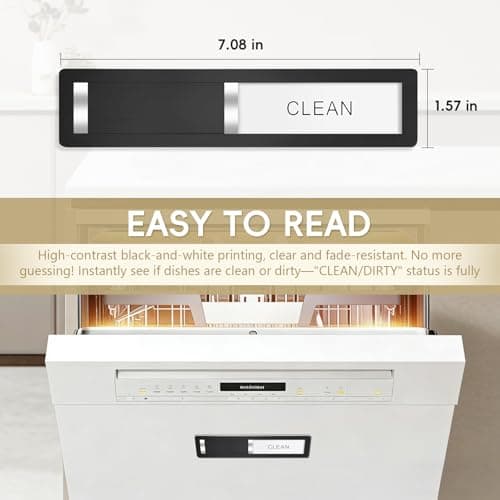 Dishwasher Magnet Clean Dirty Sign, Stainless Steel Magnetic Clean Dirty Dishwasher Sign,Matte Brushed Surface Cleaning/Dirt Indicator with Strong Magnet, Home Kitchen Organizer (Brushed Black) - Thumbnail 2