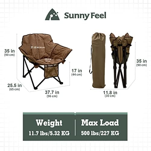 SUNNYFEEL Oversized Camping Chair Heavy Duty Folding Moon Chair Large Sofa Chair for Adults 500 LBS Portable Camp Lawn Chair with Storage Bag for Beach, Trip, Lawn, Outdoor Camp for Adults & Carry Bag - Thumbnail 2
