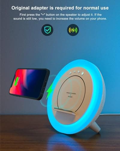 SIDVAR Bluetooth Speaker Night Lightsr,Wireless Charging Modern Speaker,Best Teenage Birthday Gift Ideas Tween Girls Gifts（10W Wireless Charging） - Thumbnail 2