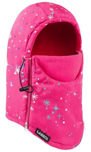 Labeol Kids Balaclava Ski Mask, Point Rose Red Waterproof Winter Waterproof Thick Warm Fleece Face Cover with Adjustable Zippers for Boys Girls - Image 1