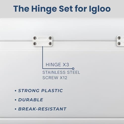 telehybrid Cooler Replacement Hinges and Latches Kit for Igloo- Heavy Duty Ice Chest Repair Parts Compatible with Igloo 25-165 Qt Cooler- Include Latch Posts & Stainless Steel Screws - Thumbnail 5