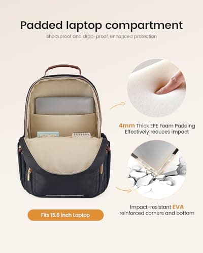 LOVEVOOK Laptop Backpack for Women, 15.6 Inch Travel Backpack with Giant Tumbler Holder Pocket, Multi-Pocket College School Bookbag Purse, Water-Resistant Work Daypack for Teacher Nurse - Thumbnail 6