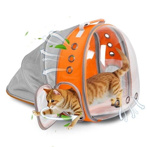 Pet Carrier Backpack Expandable for Cats and Small Dogs, Breathable Anti-Collapse Design, Airline Approved Travel Backpack for Hiking and Outdoor Use (Back Expandable-Orange) - Image 1