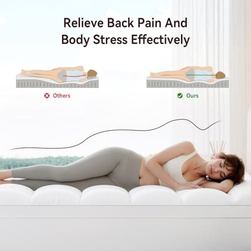ABENE Twin Size Mattress Topper for Back Pain Relief, Extra Thick Mattress Pad Pillowtop, Soft Plush Mattress Cover Bed Topper with Deep Pocket, Overfilled Down Alternative Filling, White - Thumbnail 4