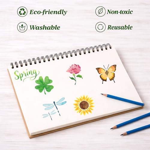 50 PCS Small Flower Stencils for Painting, Reusable Spring Stencils for Wood, Wall, Canvas & Cards, Holiday Crafts(3×3 Inch) - Thumbnail 4