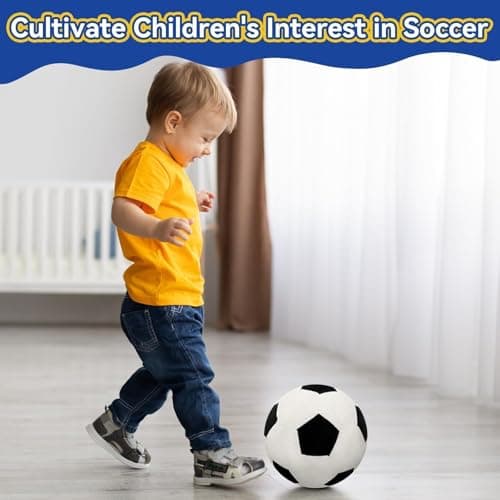 Soccer Pillow, Soccer Ball Plush Fluffy Soft Round Stuffed Soccer Ball Throw Pillows, 8" Orbicular Durable Soccer Pillow Plush Sports Gifts for Bedroom Decor - Thumbnail 4