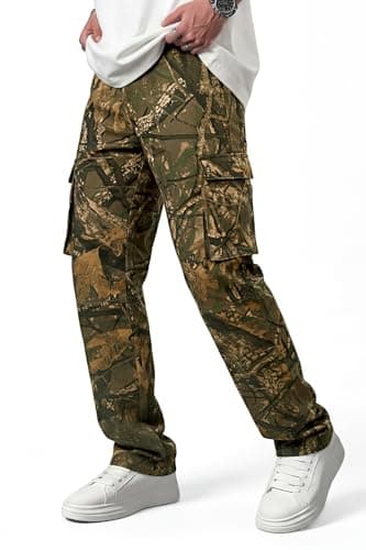 GINGTTO Mens Camo Pants Hunting Regular Fit Cargo Pants for Men with Pockets 28W×30L - Thumbnail 2