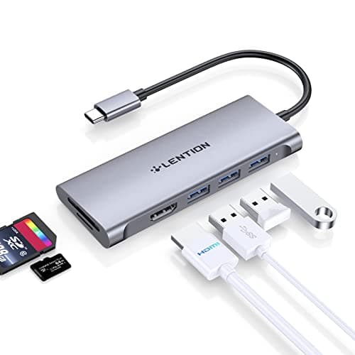 LENTION USB C Hub with 4K HDMI, 3 USB 3.0, SD/Micro SD 3.0 Card Reader, Compatible 2025-2016 MacBook Pro, 2025-2018 Mac Air/Surface, Chromebook, iPhone15 or More, Stable Driver Adapter (Space Gray) - Image 1