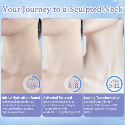 Anti-Aging Neck Firming Cream - Natural Face Moisturizer with Retinol Collagen Peptides & Hyaluronic Acid - Daily Moisturizer Face & Neck Cream - Firming Hydrating Facial Moisturizer Cream Day & Night - Thumbnail 4