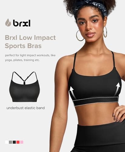 BRXL Women's Sports Bras Padded Black Sports Bra Adjustable Straps Low Impact Sports Bra Y Back Sport Bras Black M - Thumbnail 4