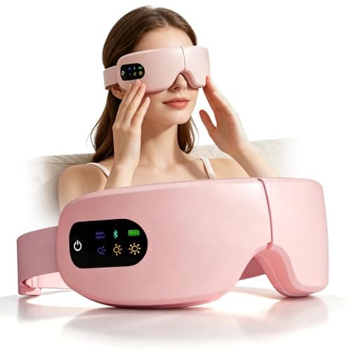 ZZR SEVEN Eye Massager with Heat, Father's Day Birthday Gifts, Massager Relieves, Bluetooth Music, Heated Sleep Mask for Strain Relief, Stye Eye, Improve Sleep (Pink)