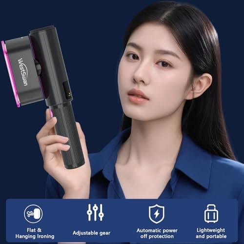 Portable Travel Steamer for Clothes, Fast Wrinkle Remover Garment Steamer for Home & Travel, 2-in-1 Iron & Steam with 90°Rotatable Head, Handheld Iron Steamer with 100ml Water Tank - Thumbnail 2