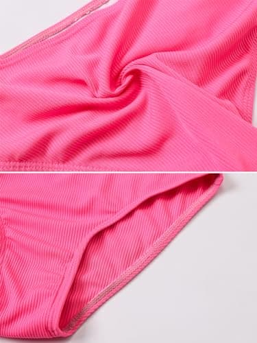 J·E Sterguard Girls Two Piece Swimsuits Teen Bikini Color Block with Removable Bra Padded Girls' Swimwear Ribbed Bikini Criss Cross Girl Swimsuits Size 8Y 1287-P - Thumbnail 5