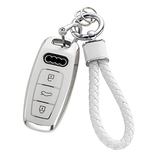 YO&YOYE for Audi Key Fob Cover with Keychain, Soft TPU Key Case Protection Fit for A3 A6 A7 A8 E-Tron S3 S6 RS6 S7 RS7 Q7 SQ7 Q8 SQ8