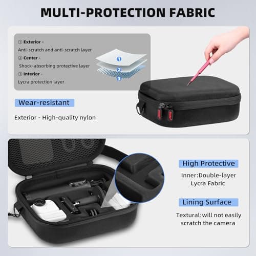 BRDRC Carrying Case for Insta360 GO Ultra, Portable Nylon Travel Storage Bag, Hard Protective Case with Shoulder Strap for Insta360 GO Ultra Camera Accessories - Thumbnail 4