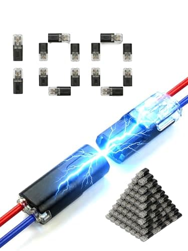 100pcs Double Wire Plug in Connector Quick Connect Lock-Buckle Terminal Snap-On Block for 18-22 AWG Solid Stranded Cables Low Voltage LED Strip Lighting DIY Crafting 2 Pin
