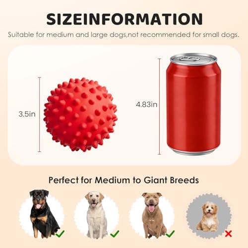 Apasiri Beef-Flavored Durable Dog Ball for Aggressive Chewers, Tough Squeaky Rubber Toy for Pitbulls Large & Medium Breeds - Thumbnail 6
