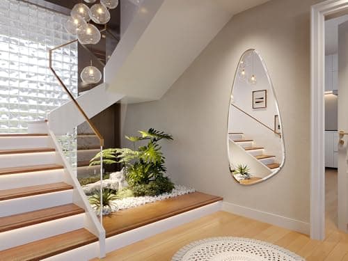 Mestikits 48"x22" Irregular Frameless Oval Wavy Bathroom Entryway Wall Mirror, Asymmetrical 0.59" inch Beveled Mirror with 4MM HD Shatter-Proof Mirror for Living Room. Hung Horizontally or Vertically - Thumbnail 2