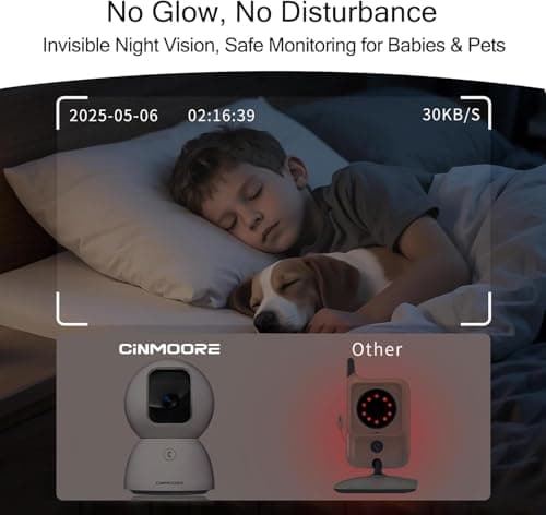 CINMOORE Upgraded 3K Security Camera Indoor, Free Time Lapse, AI Tracking & Face ID, PTZ 5G WiFi Dog/Pet/Baby Monitor Cameras for Home Security, Color Night Vision, Full Duplex 2-Way Talk - Thumbnail 5
