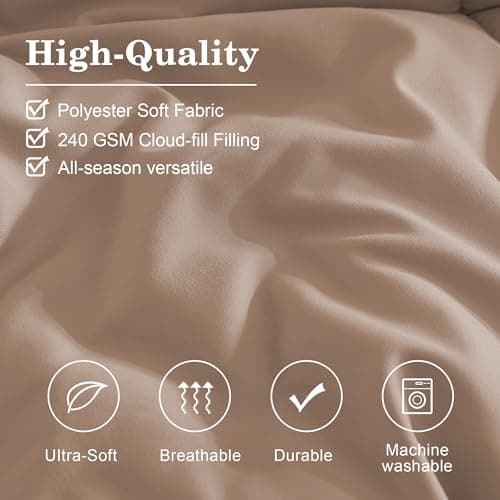 Monbix Full Comforter Set - 7 Pieces Rust Pink Bed in a Bag Full Size Bedding Sets with Comforters, All Seasons Comforter with Sheets, Pillowcases & Shams - Thumbnail 5