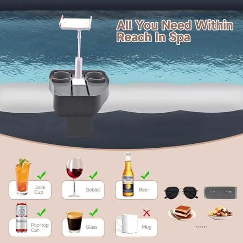 Ptazucv Spa Gift Set - Hot Tub Tray with Adjustable Phone Holder, Hot Tub Accessories, Perfect for Relaxation in Inflatable Hot Tub/Pool, Unique Gifts for Women, Mom and Parents - Thumbnail 2