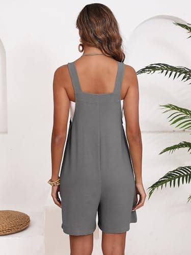 Moodclo Jumpsuits For Women Smoky Gray X-Large Summer Short Overalls Casual Sleeveless Adjustable Loose Women's Rompers with Pockets 2025 - Thumbnail 4
