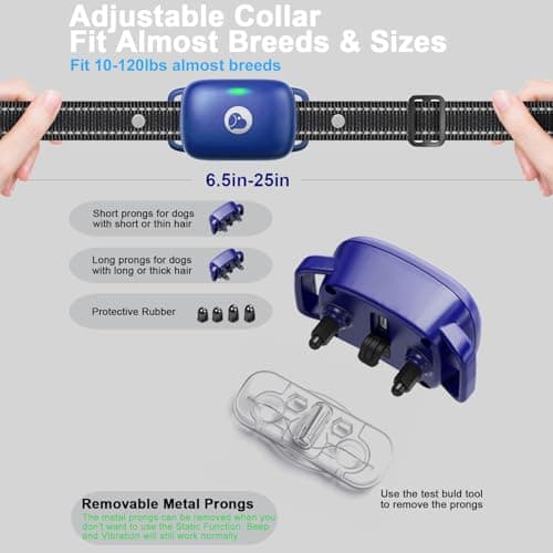 Aikko Dog Shock Collar with Remote - IPX7 Waterproof, 3 Training Modes (Beep, Vibration, Shock), Rechargeable E-Collar for Most Breeds, Anti-Bark & Adjustable Humanitarian Training Collar for 2 Dog - Thumbnail 6