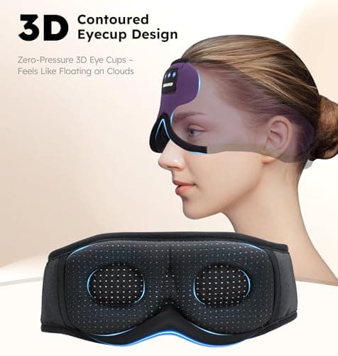 AHUIARGY Ice Silk Sleep Mask with Headphones, Sleep Headphones for Side Sleeper with 3D Cups, Bluetooth 5.4 Sleeping Eye Mask, Total Blackout Sleeping Headphones for Women Men(Purple) - Thumbnail 3