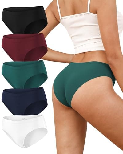 Cevapro Women‘s Seamless Underwear, Low Rise Bikini No Show Invisible Cheeky Hipster Panties for Yoga & Everyday Wear 5 Pack - Image 1
