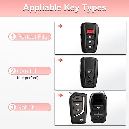 Pangpai Pink Key Fob Cover for Toyota, Soft TPU Key Case Protection with Bling Keychain Fit for 2018-2022 Camry RAV4 Highlander Avalon C-HR Prius Corolla GT86 Smart Key Holder - Thumbnail 2