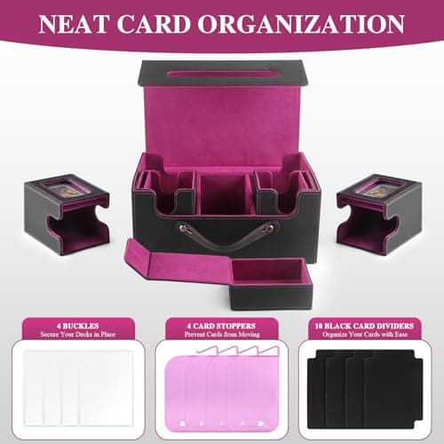 URMMIY Trading Card Storage Box for MTG – Multi-Purpose Commander Deck Box with Commander Display, Waterproof TCG Deck Case Compatible with Magic The Gathering, Sports Cards, Collectors & Gamers - Thumbnail 5