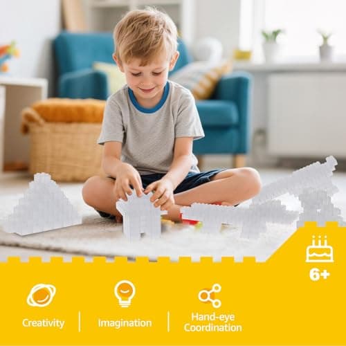 Lekebaby Classic Building Bricks, 200 Piece 2x4 Building Blocks STEM Creative Building Toys Compatible with All Major Brands, Educational Toy for Boys Girls 6 Years Old and Up(2x4 Transparent White) - Thumbnail 6