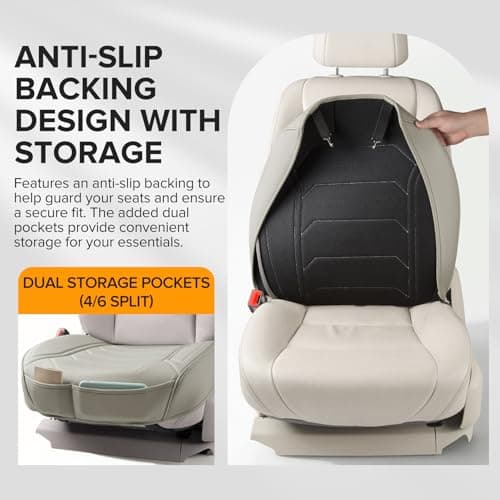 2 Pack Front Leatherette Seat Covers Faux Leather Bottom Car Seat Covers, Super Breathable,Anti-Slip,Universal Seat Covers for Cars,Full Wrapping Edge Fit for Most Sedans SUV Pick-up (2 Pack Gray) - Thumbnail 3