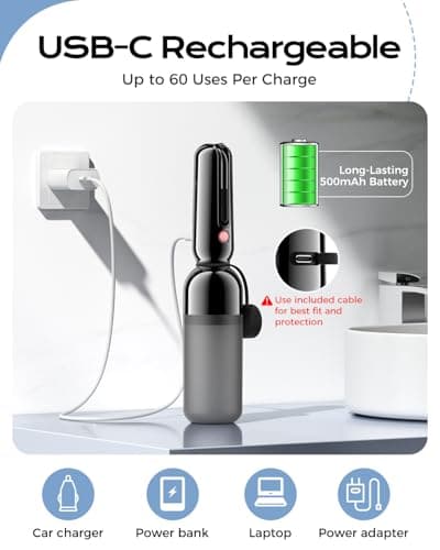 ESSAGER Portable Bidet for Travel, Foldable & Rechargeable Handheld Sprayer–Waterproof with 2 Pressure Modes, 350ml Expandable Bottle for Women, Men, Baby, Postpartum & Personal Hygiene(Black) - Thumbnail 4