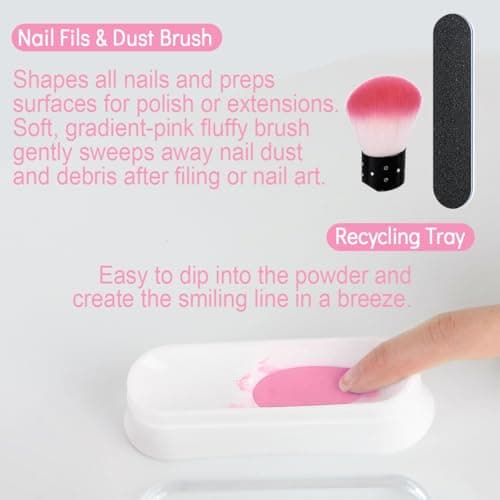Lavender Violets Dip Powder Nail Kit for Beginners French Nail Kit– Clear,Nude, Pink,Diamond, Sliver Glitter Colors Nail Powder + Primer, Base/Top Coat, Activator, Tray, No UV Lamp Needed 09 - Thumbnail 3