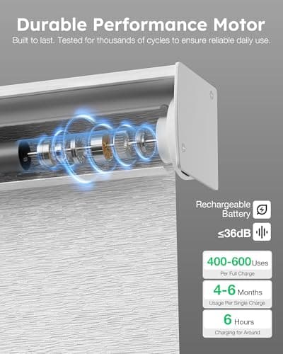 Tailorvibe Motorized Blinds with Remote, 100% Blackout Electric Blinds, Smart Shades for Alexa/Google/Homekit, Automatic Window Roller Shades for Bedroom(LumenGeo-Jacquard White, 36" W x 72" H) - Thumbnail 3
