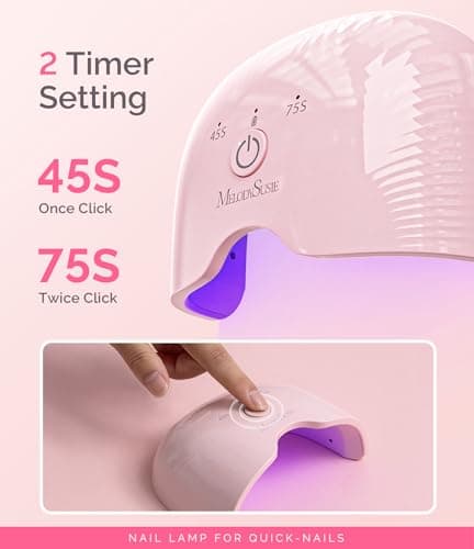 MelodySusie Mini Cordless UV Nail Lamp, P-ART06G Rechargeable Portable LED UV Light with Smart Sensor, 4-Finger Curing for All Soft Gels, Especially Half-Cured Gel, Base Coat & Top Coat, Pink - Thumbnail 6