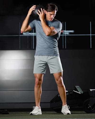 G Gradual Men's Athletic Running Shorts with Pockets Lightweight Quick Dry 5"/ 7"/ 9" Basketball Workout Gym Shorts for Men(Bright Grey,L7_L) - Thumbnail 6